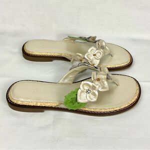 Brighton Floral Leather Sandals Sz 6.5 New without tags Thongs Flip Flops
